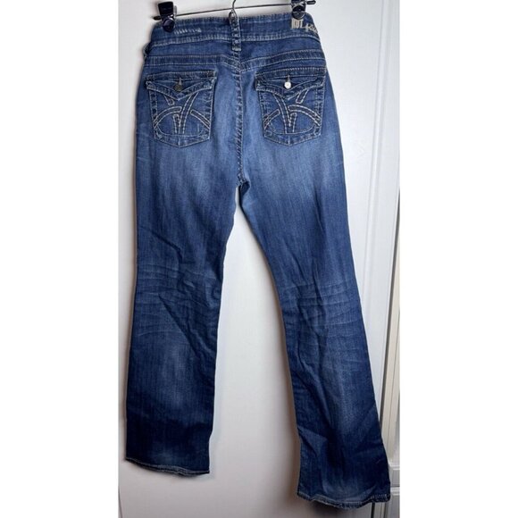 KUT FROM THE KLOTH WOMENS SO LOW JEANS SIZE 8 BOOTCUT FLARE 5 Pocket Embroidered - Picture 7 of 13